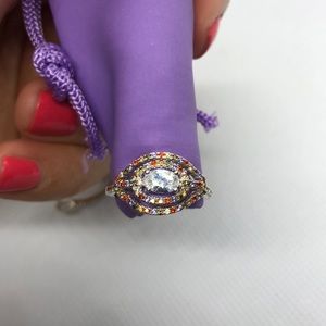 925 Sterling Silver Ring with tiny pieces of colorful stones